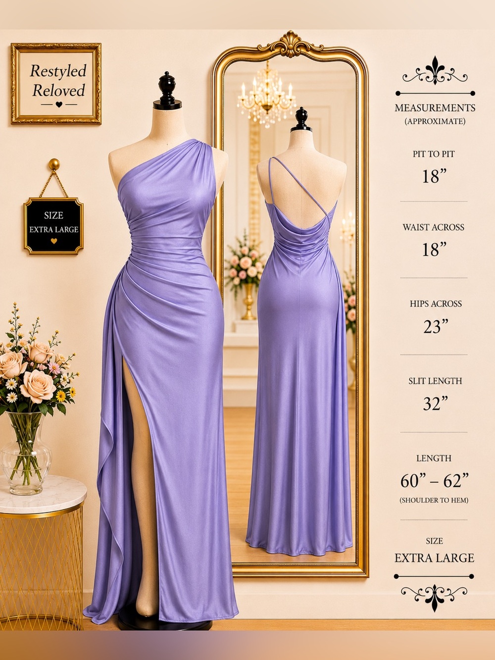 NWT OYS One-Shoulder Satin Maxi Dress – Lavender Lilac | Size XLarge
